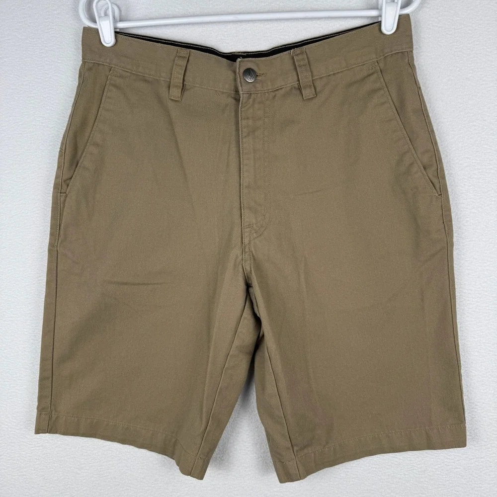 Volcom Men's Flat Front Shorts in Tan and Brown